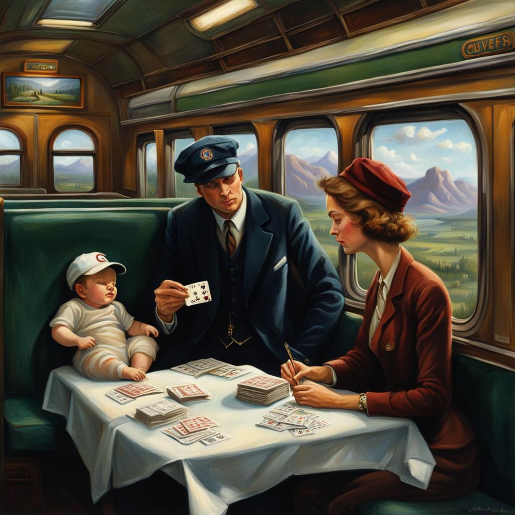 Train Lounge Car Scene to New Orleans