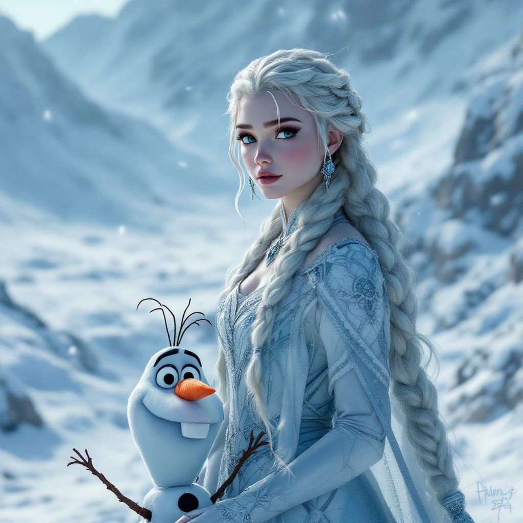Daenerys and Olaf in a Magical Winter Wonderland