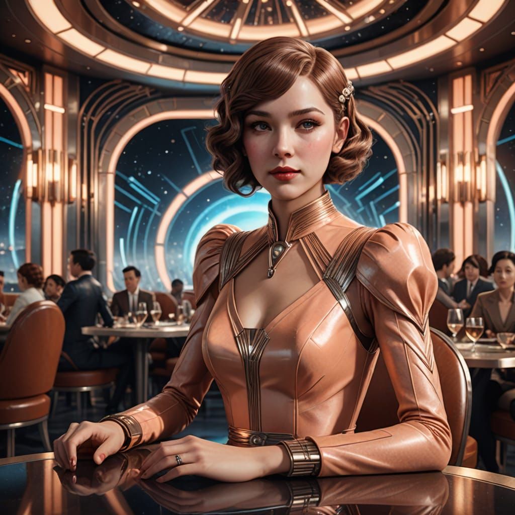 Luxurious Space Goddess in Art Deco Chic