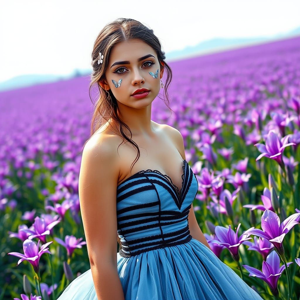 Ethereal Portrait of a Young Woman in a Whimsical Floral Set...
