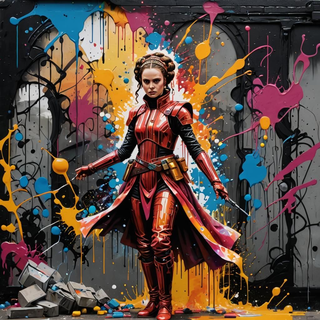 Padme Amidala Graffiti Art in Splash Style