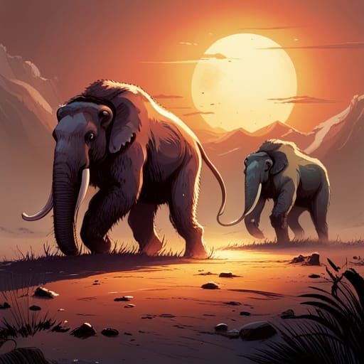 Steppe Mammoths in Sunlight: Comic Book Art
