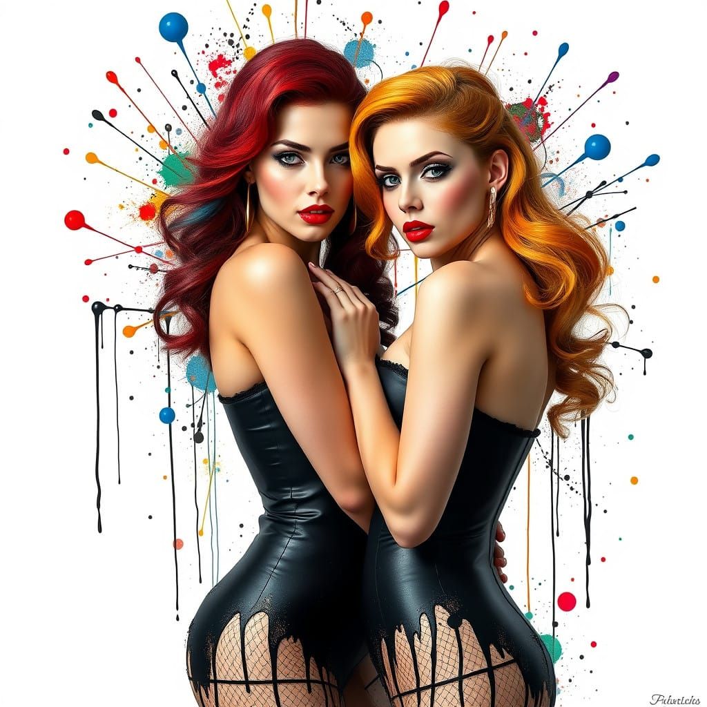 Surreal Pin-Up Lesbians in Abstract Wonderland