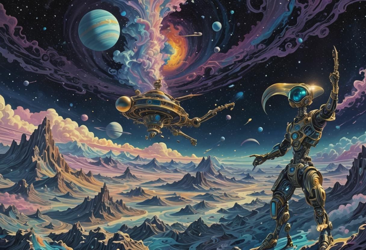 Flying Objects in Saturn: Surreal Comic Art