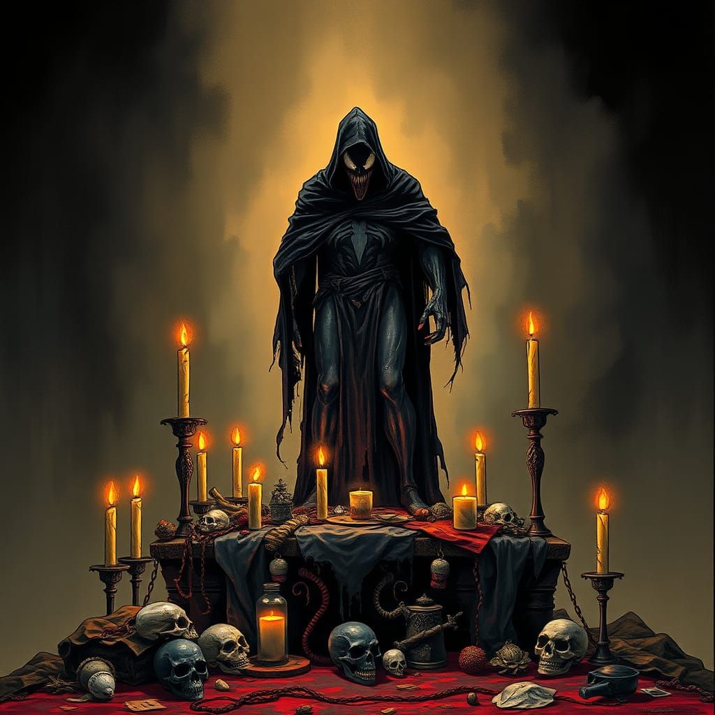 Gothic Venom Sacrifice in Dark Surrealist Style