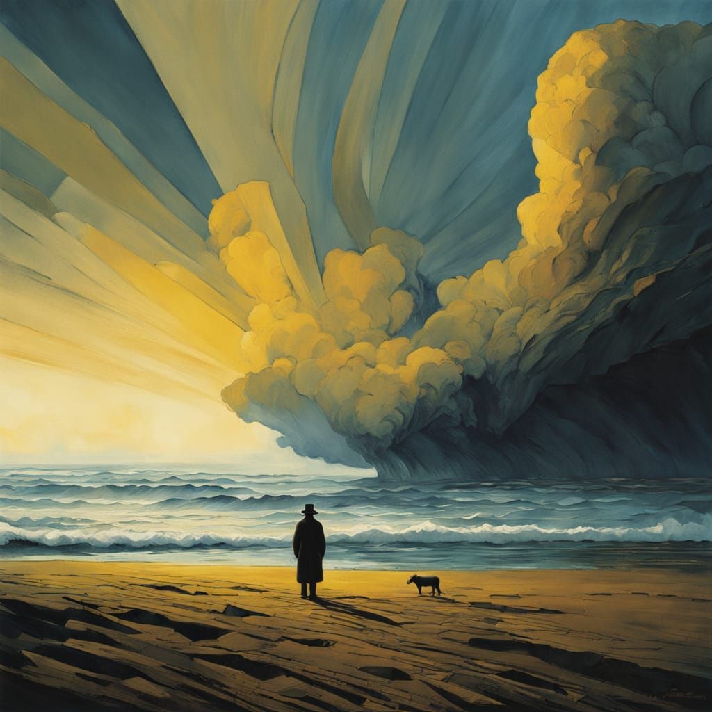 Surreal Seascape in Minimalist Ink Drawing Style