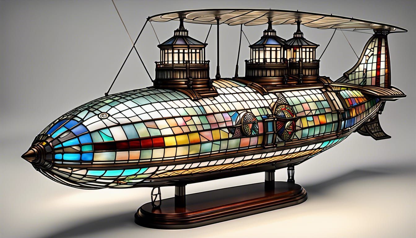 Stained Glass Airship: Detailed and Reflective