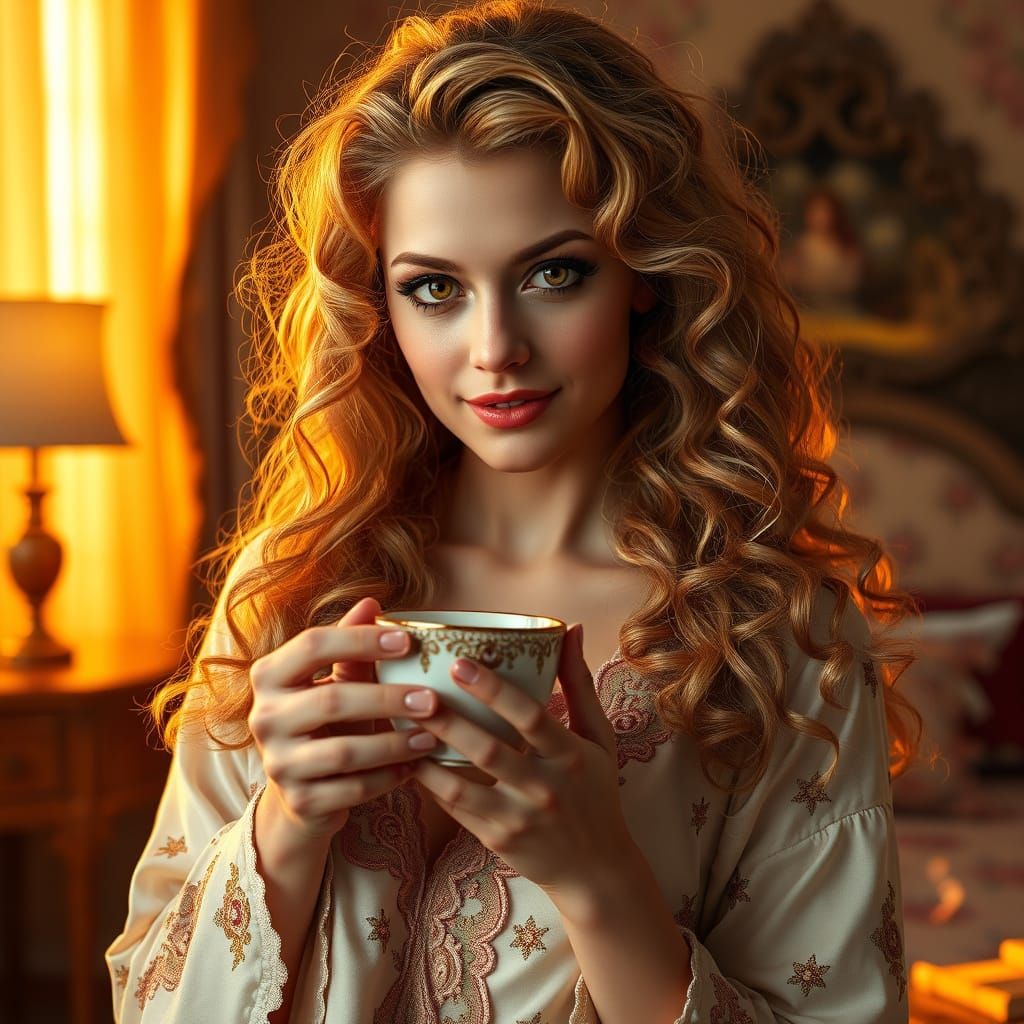 Golden Goddess in Serene Morning Radiance