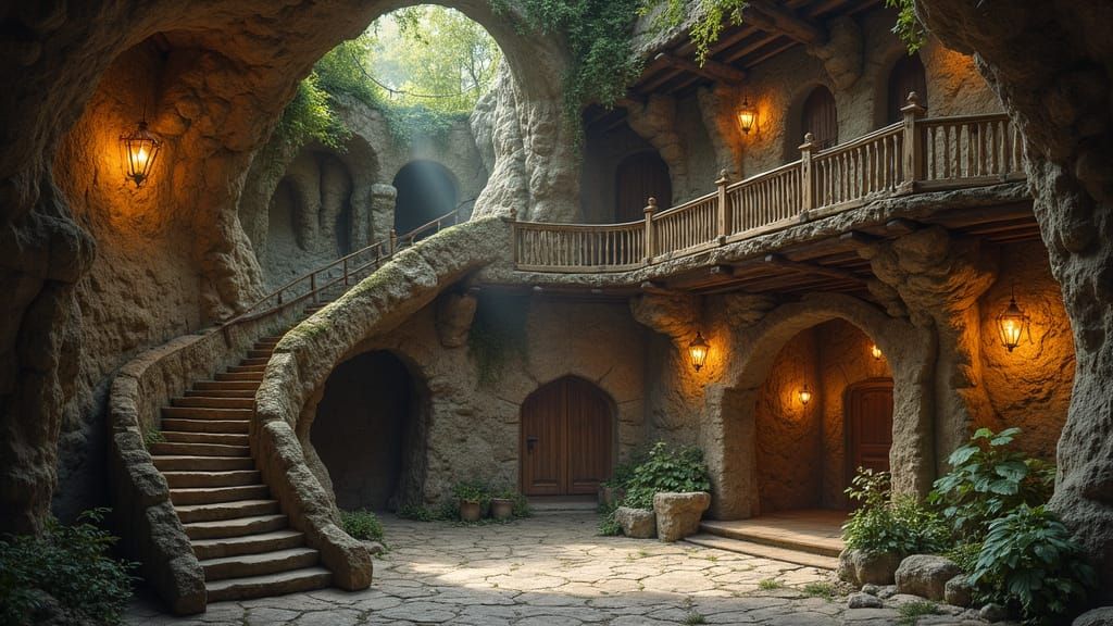 Medieval Tavern Inn with Cozy Atmosphere and Dungeon Connect...