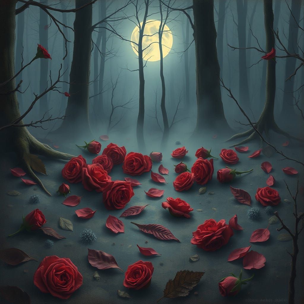 Romantic Red Roses Amidst Autumn's Twilight