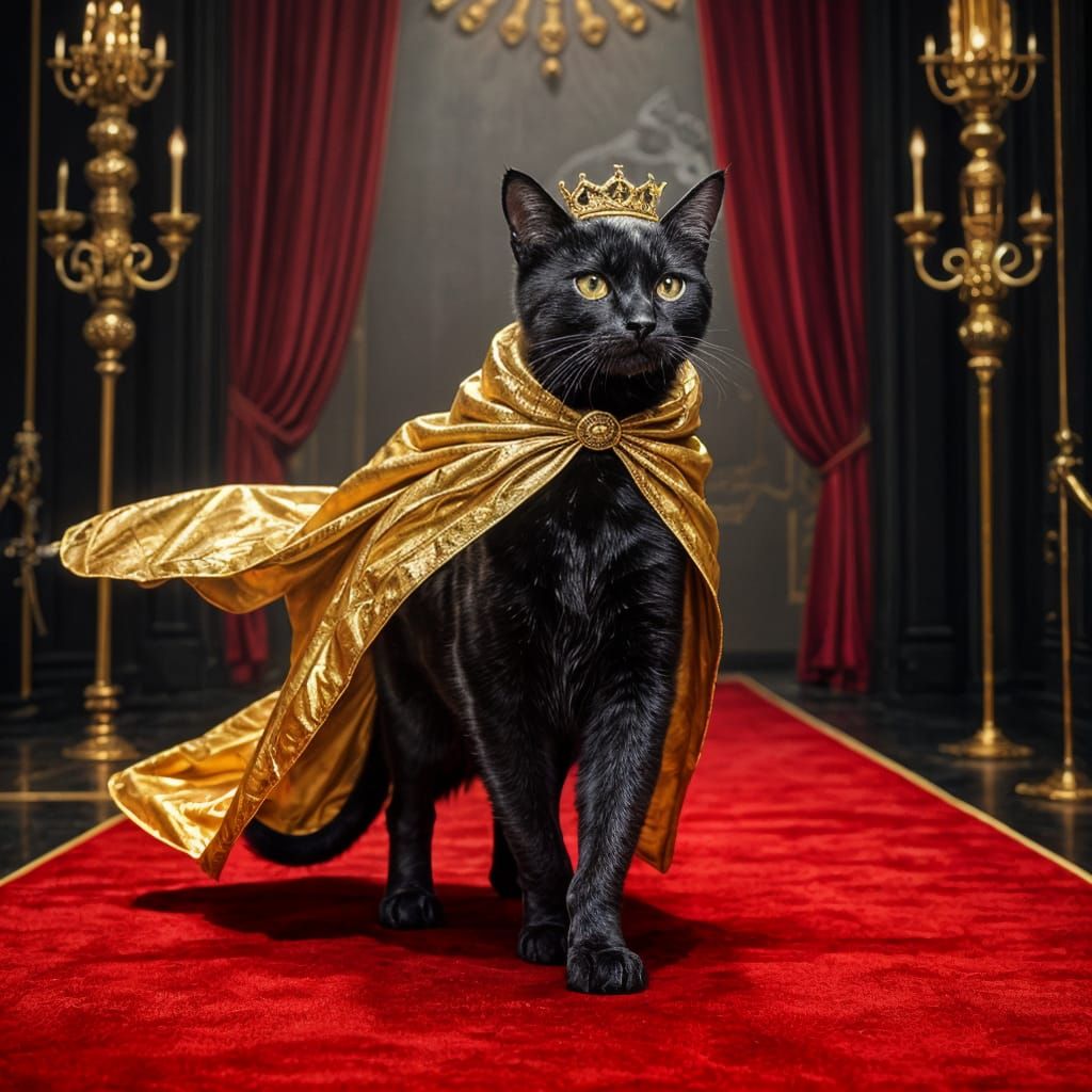 Elegant Feline Royalty Struts Down the Red Carpet