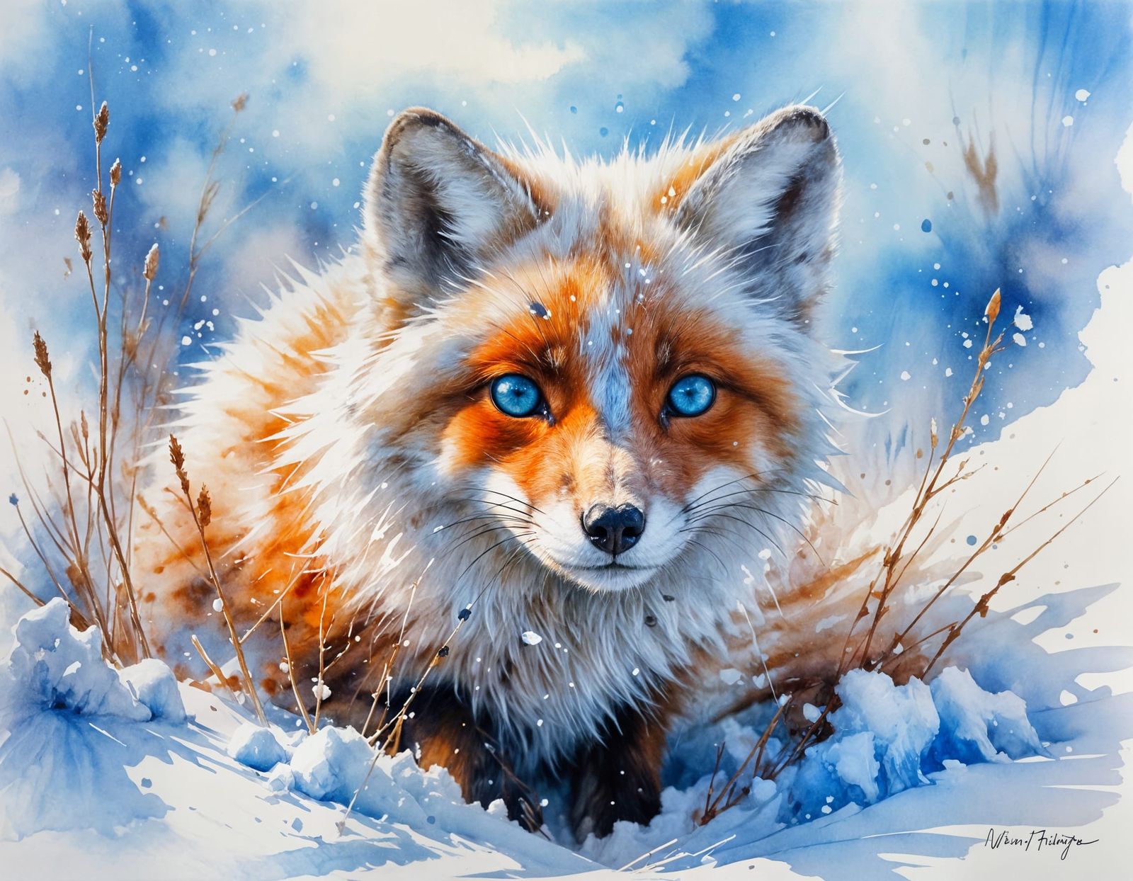 Arctic Fox Kit in Delicate Watercolour Washes