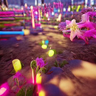 Magical Neon Flower Field