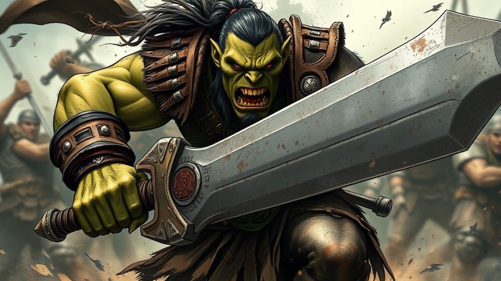 Fierce Orc Warrior Charges into Battle
