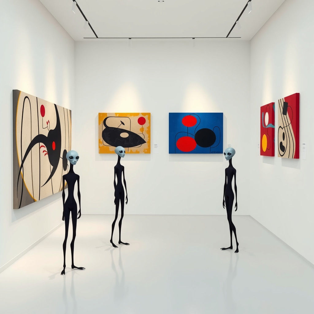 Surreal Alien Art Gallery in Miró Style