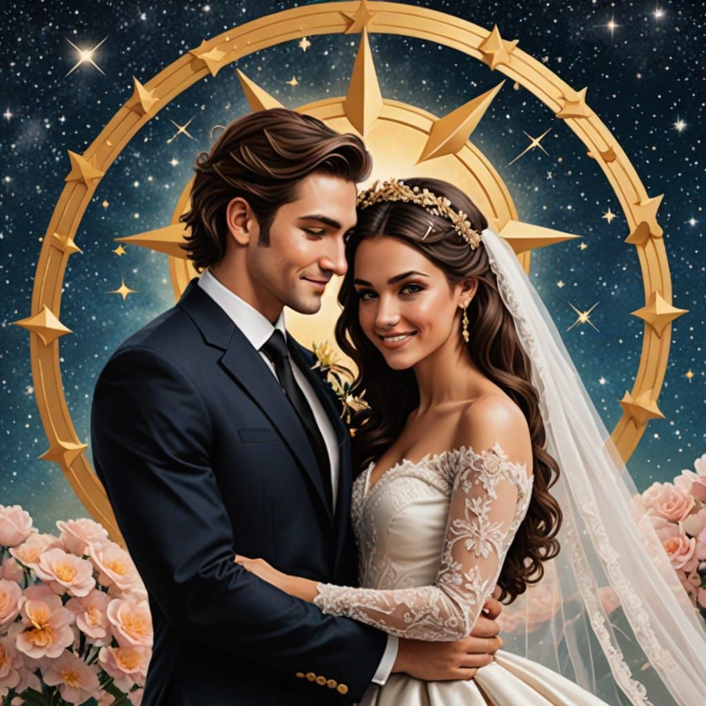 Cosmic Love Unites: Sagittarius and Aries in Joyful Matrimon...