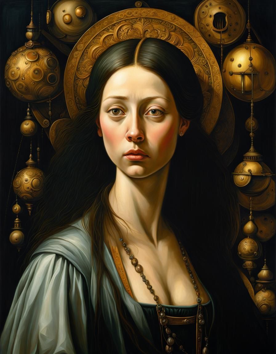 Detailed Portrait of a Woman in Oil Painting Style