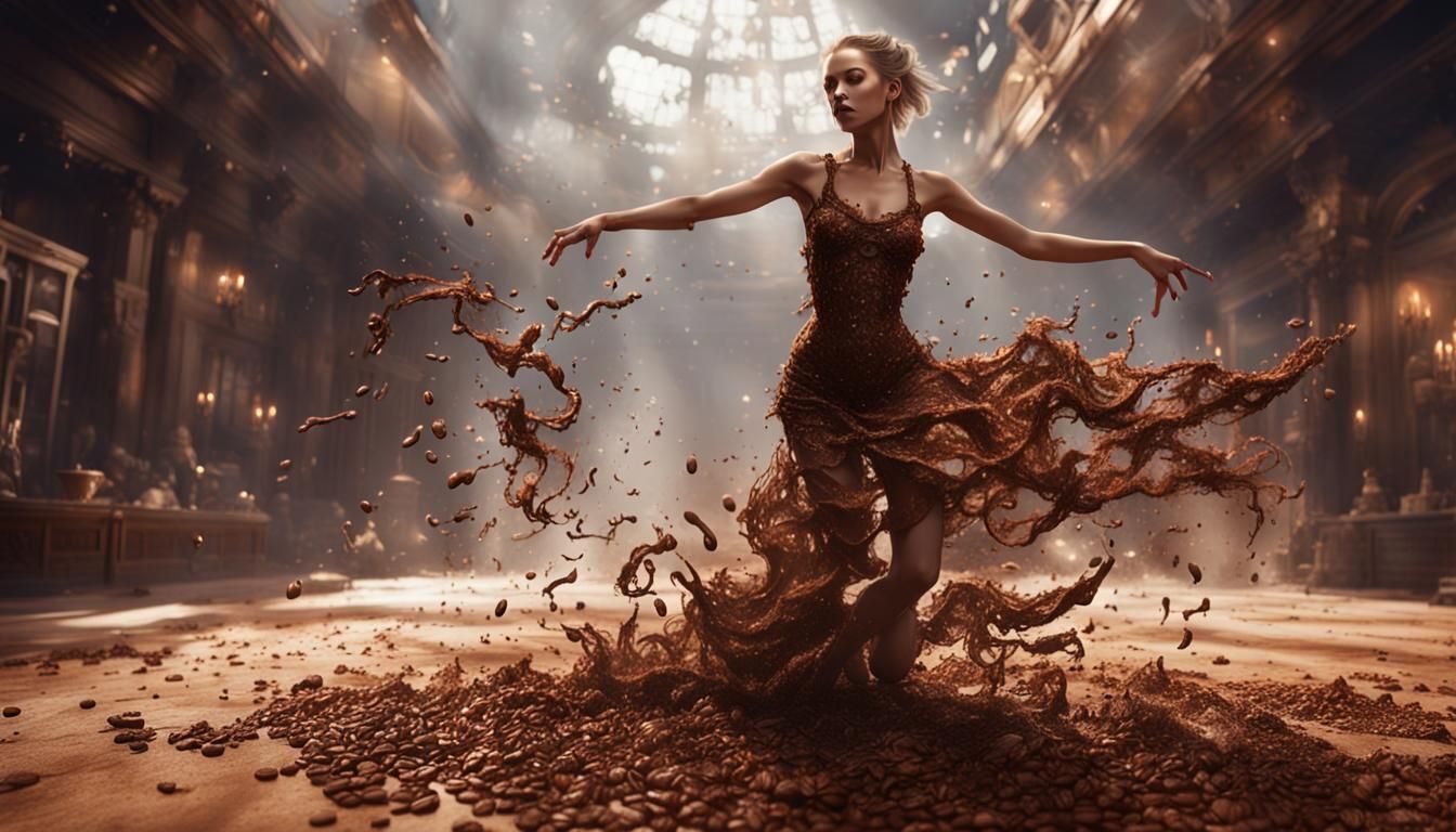 Coffee Dress Dancer in Detailed Matte Painting