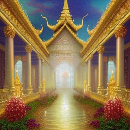 Ethereal Thailand Throne Hall in Fantasy Style