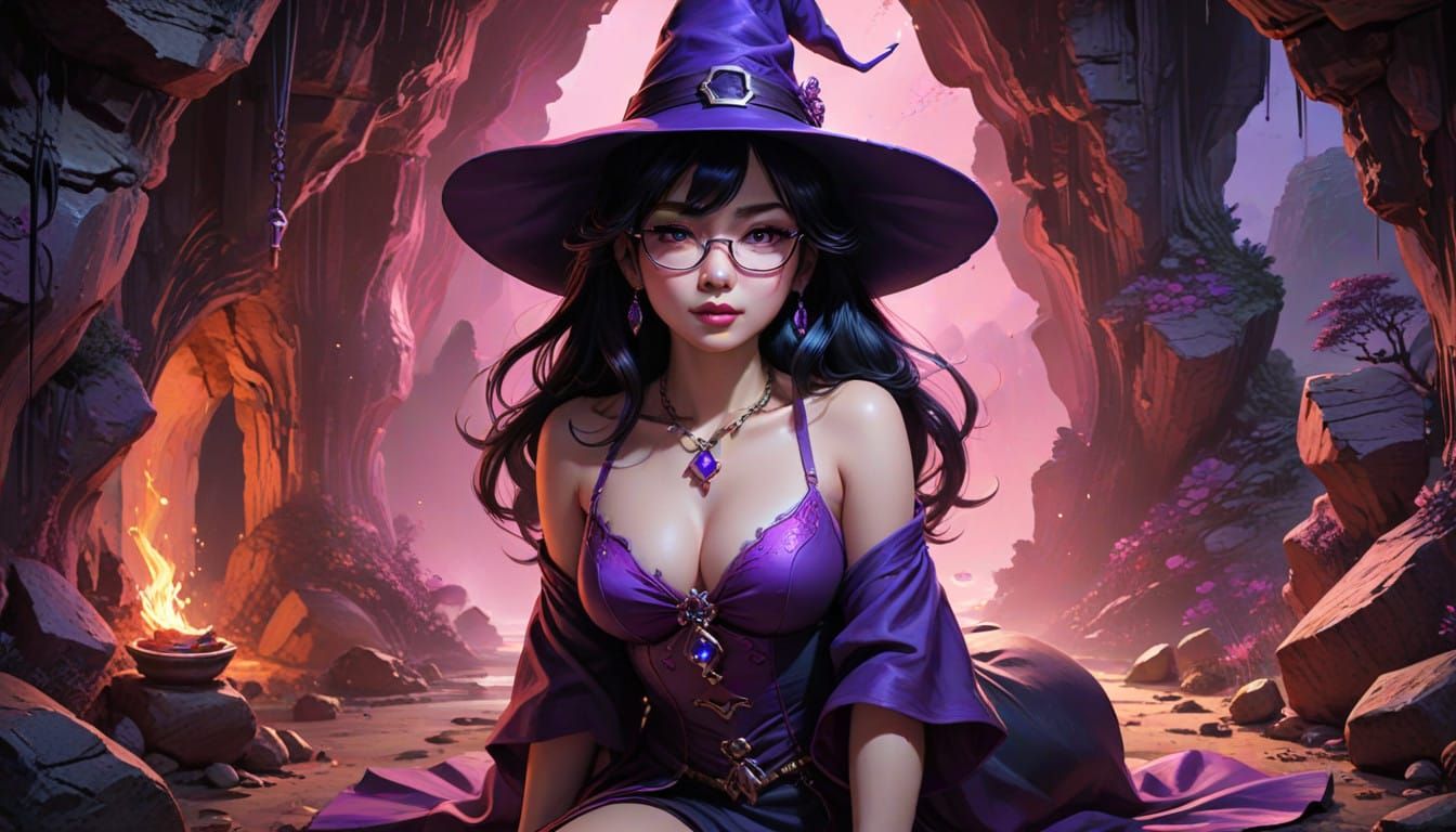 Dark Fantasy Witch in a Cave