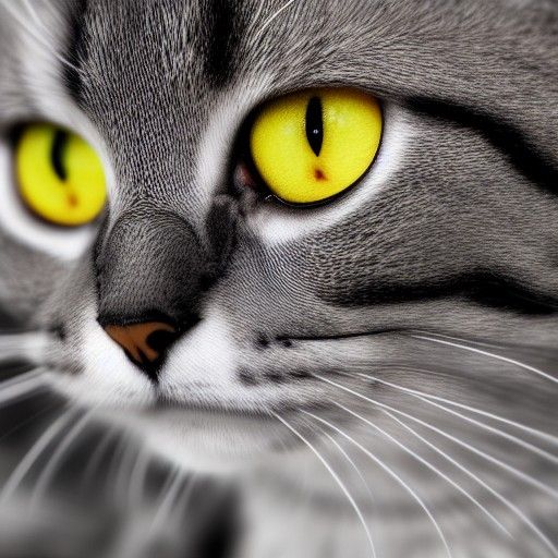 Realistic Gray Tabby Cat with Yellow Eyes