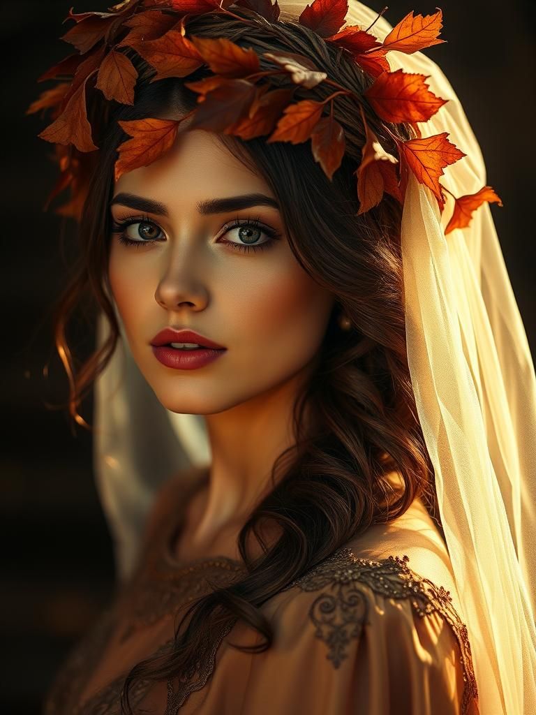 Autumnal Woman in Veil, Film Noir Portrait