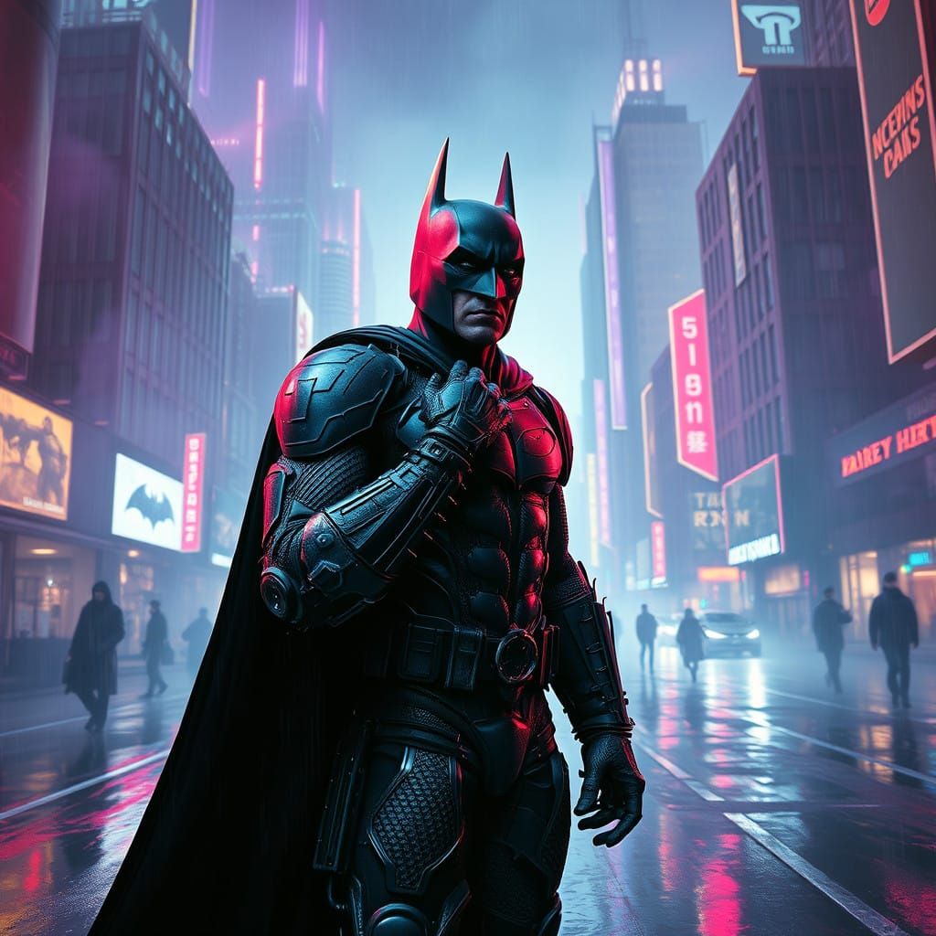 Dark Knight Cyborg Batman Grapples with a Grubby Villain in....