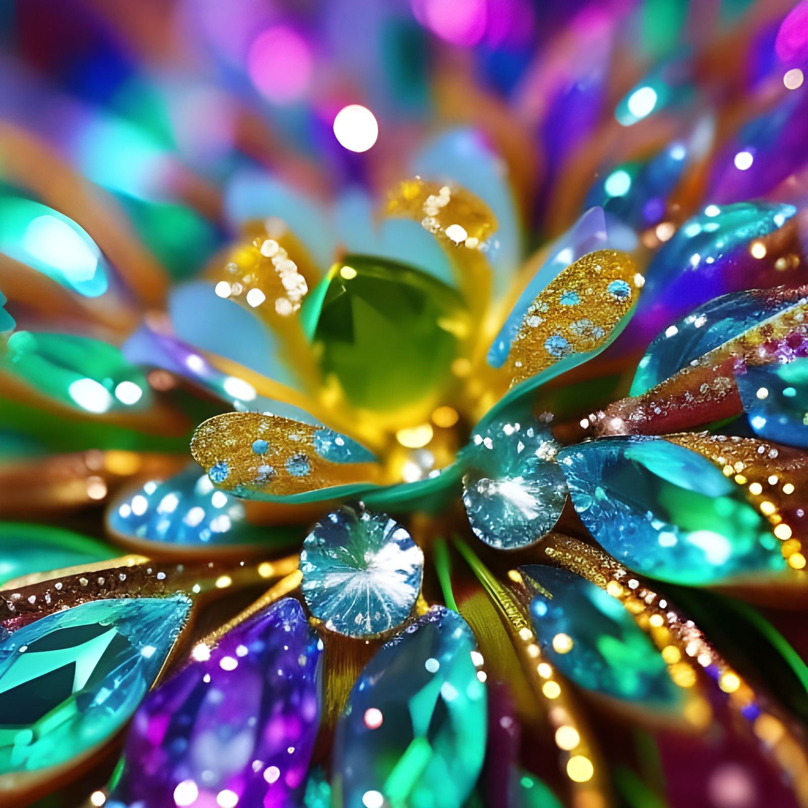 Sparkly Colorful Crystal Flower Macro Photo
