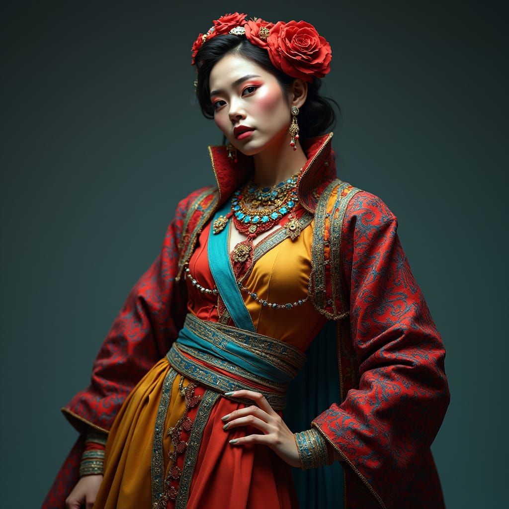 Sleek High-Fashion Portrait in Avant-Garde Style