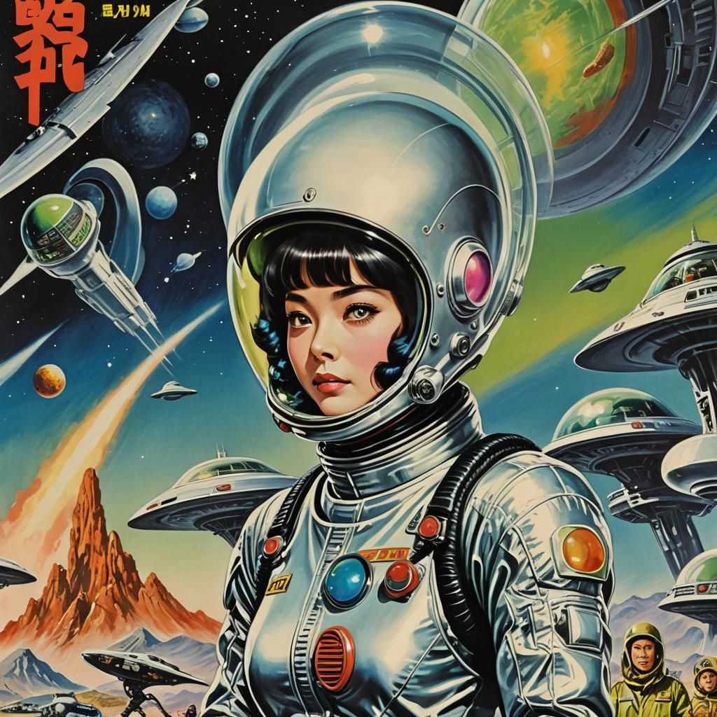 Retro Sci-Fi Alien Woman Manga Poster