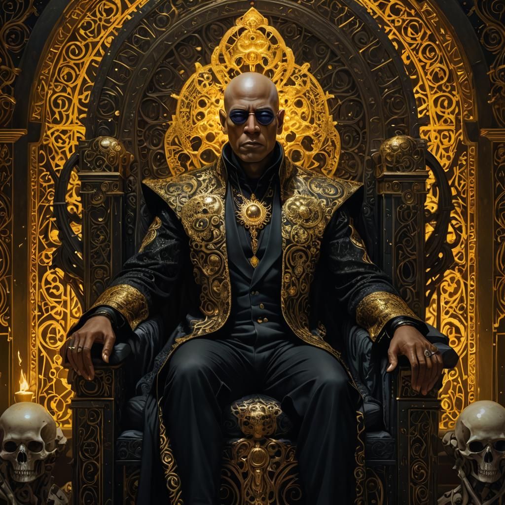 Morpheus on Bone Throne in Klimt Style