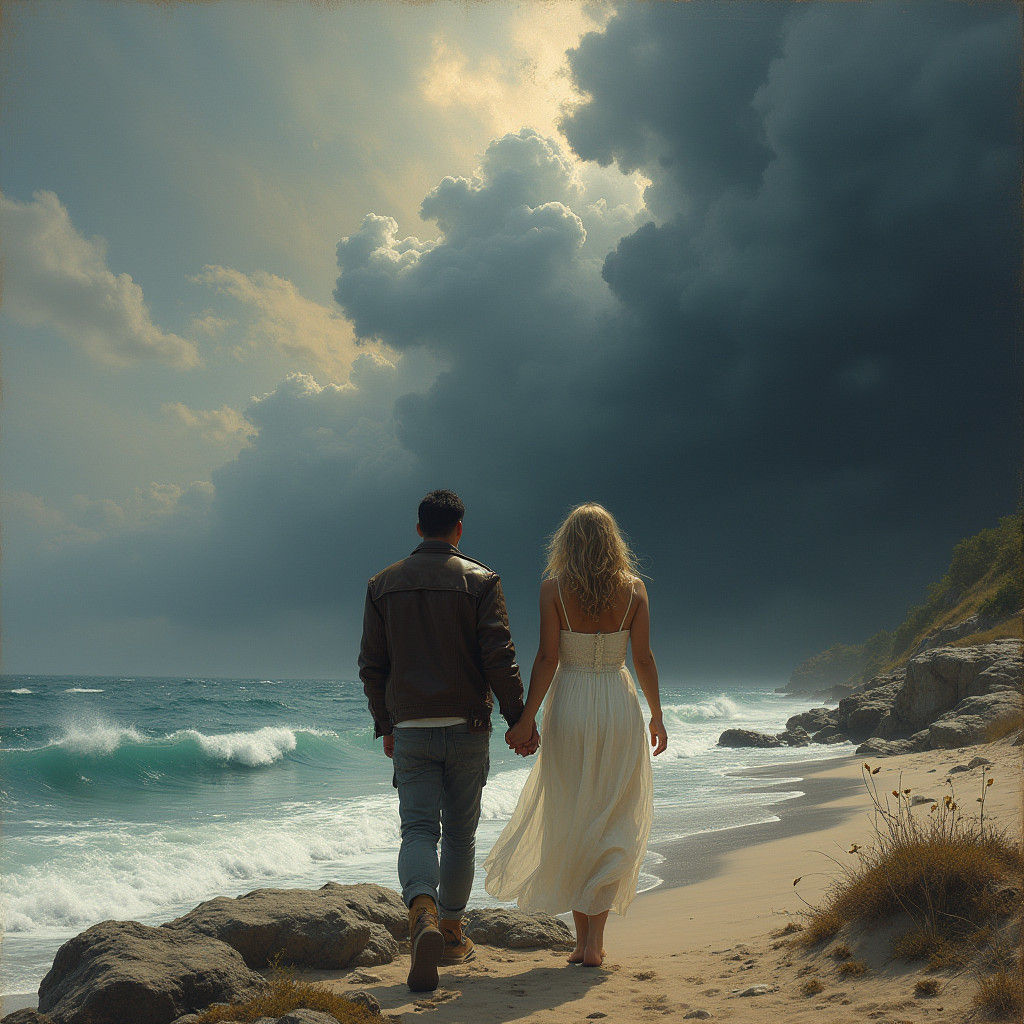 Coastal Storm Watch: Dramatic Beach Scene