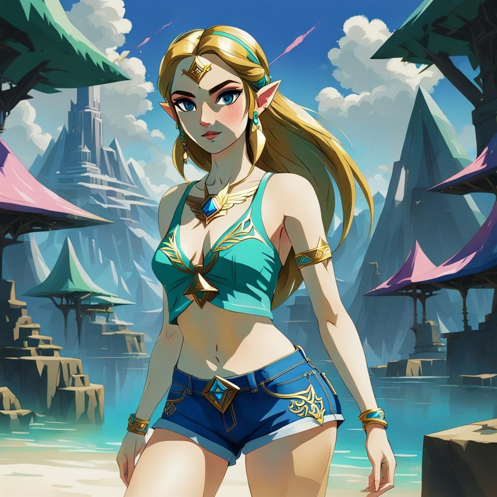 Princess Zelda in Bikini Top: Abstract Art