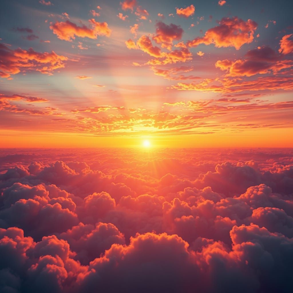 Epic Sunset Above Clouds in Dramatic Digital Art