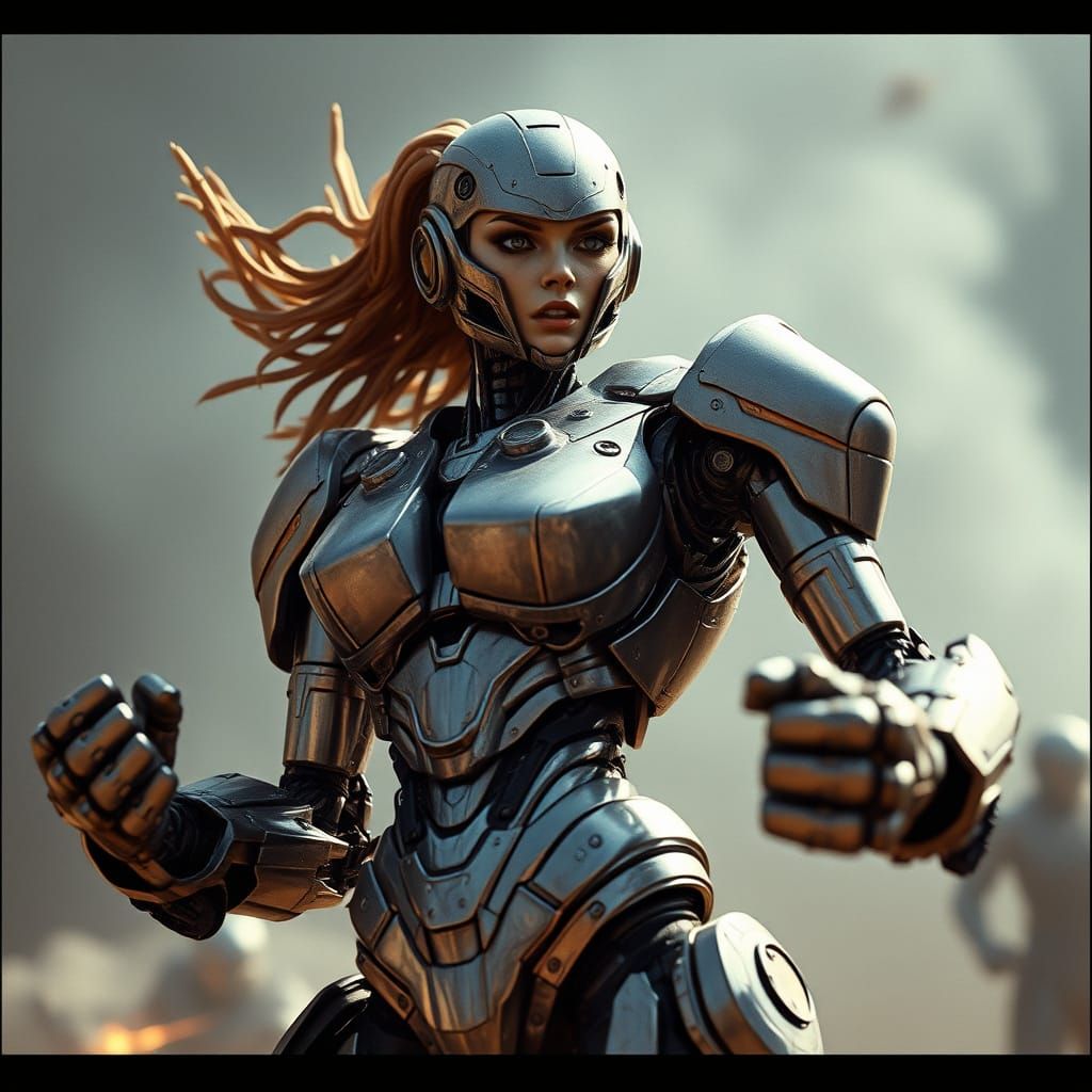 Epic Robot Warrior Saves Humanity in Cyberpunk Battle