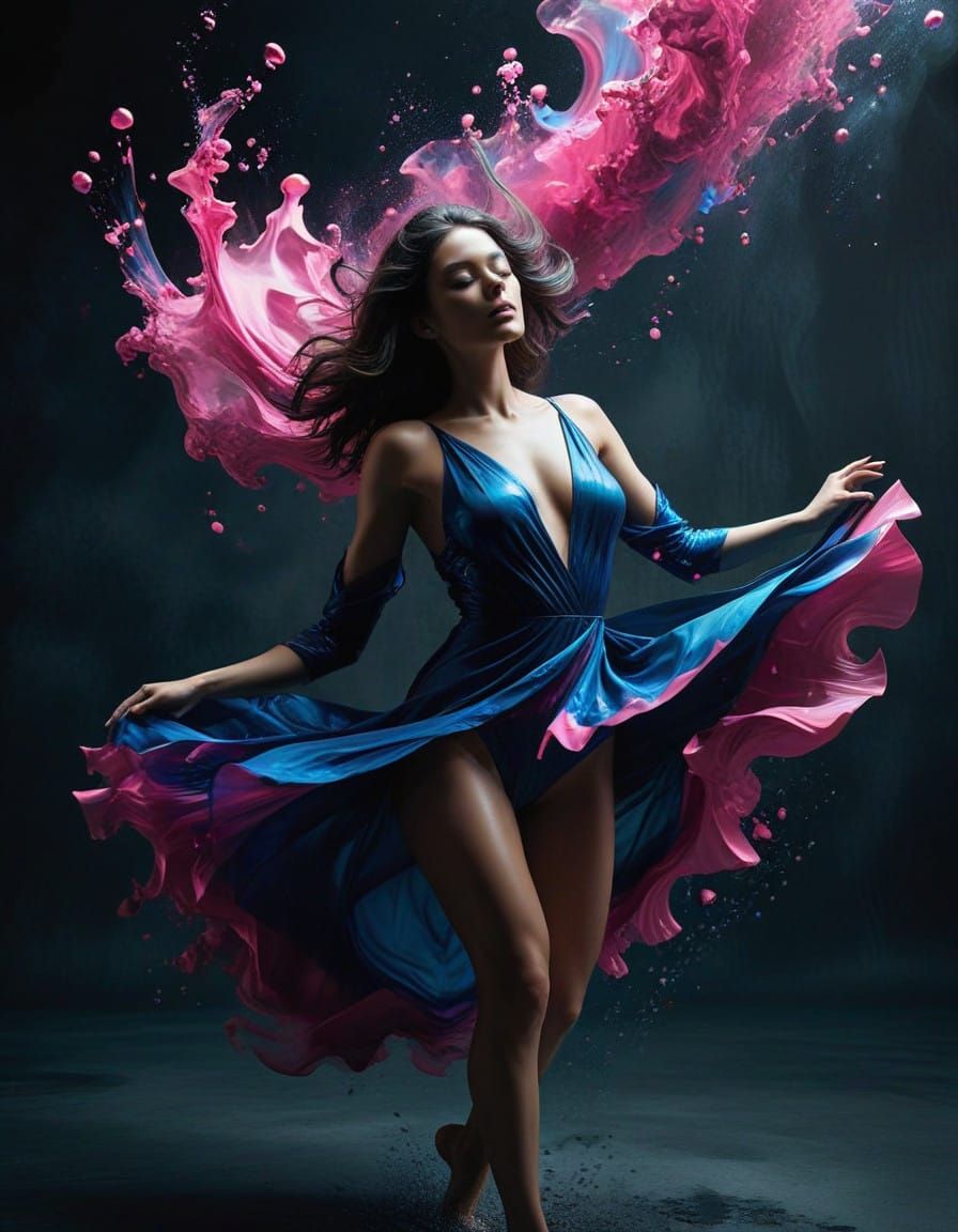 Ethereal Goddess in Neon Hues