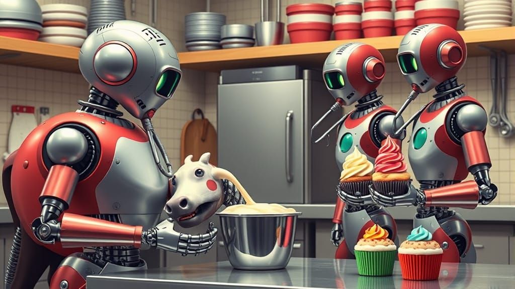 Robots Create Cupcakes in a Futuristic Kitchen