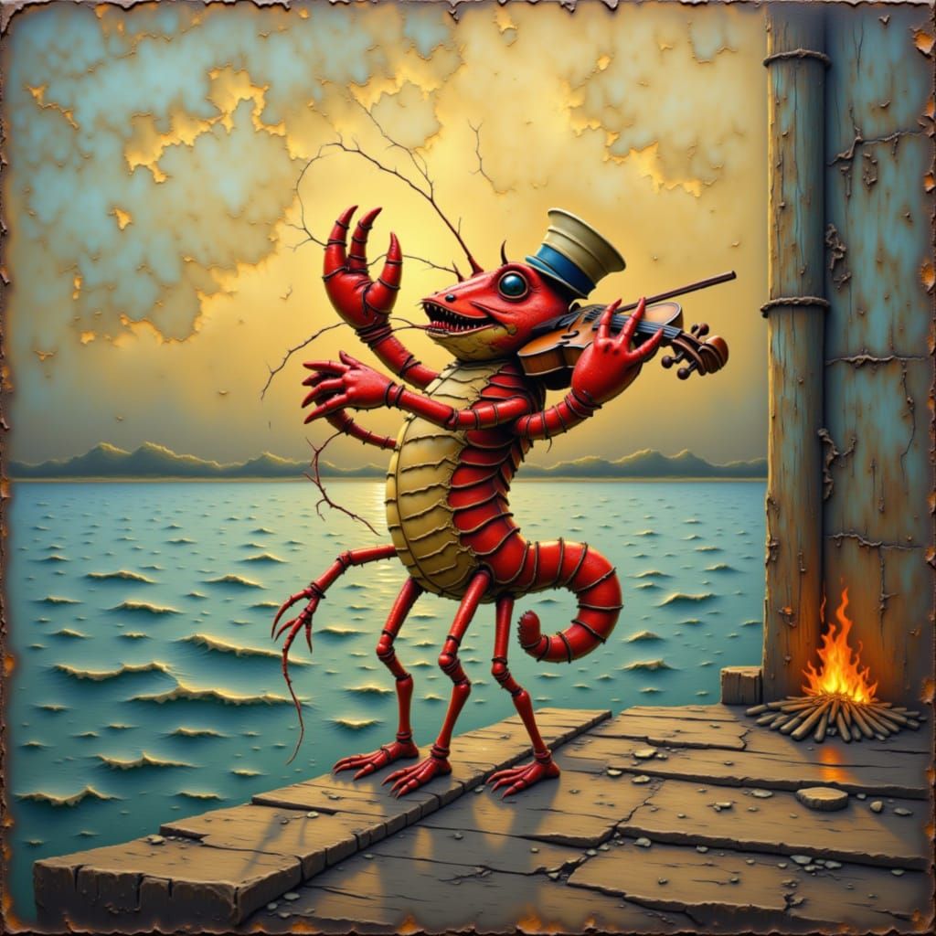 Lobster Fiddler on Dock at Golden Hour