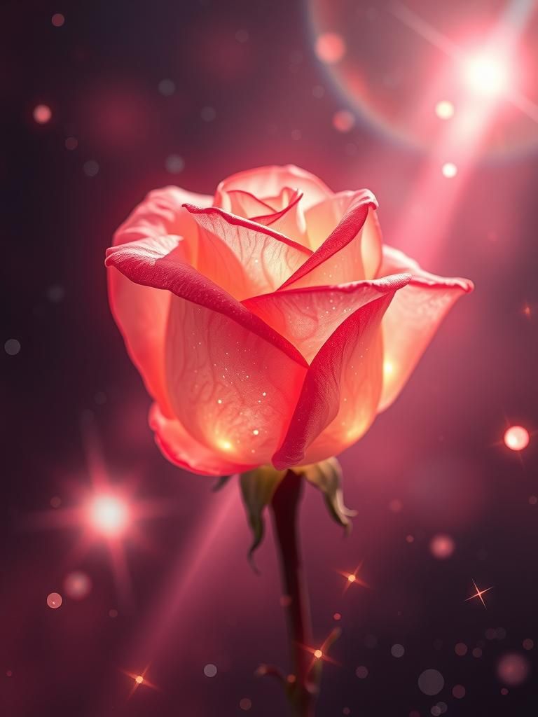 Bioluminescent Rose in Klimt-Inspired Galactic Space