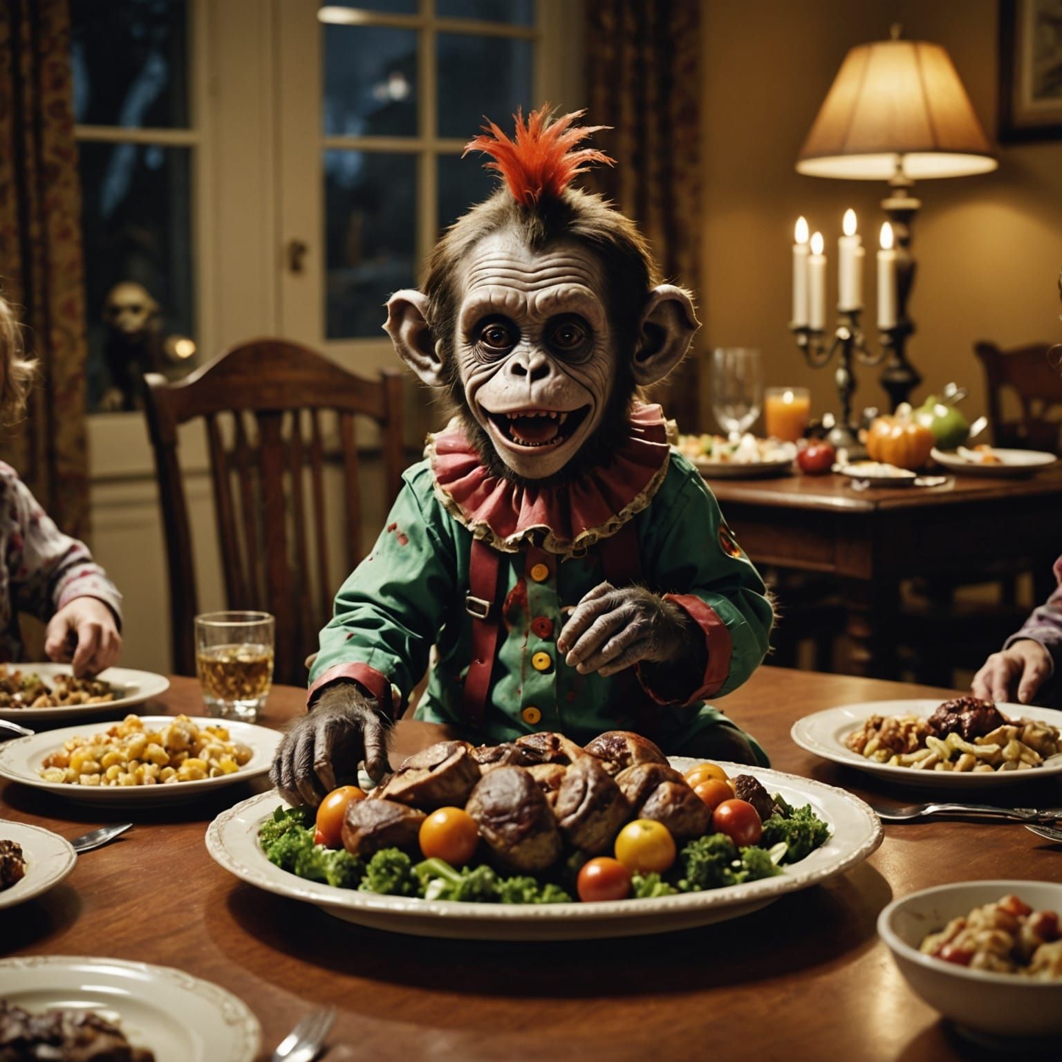 Shocking Zombie Monkey Clown Thanksgiving Dinner