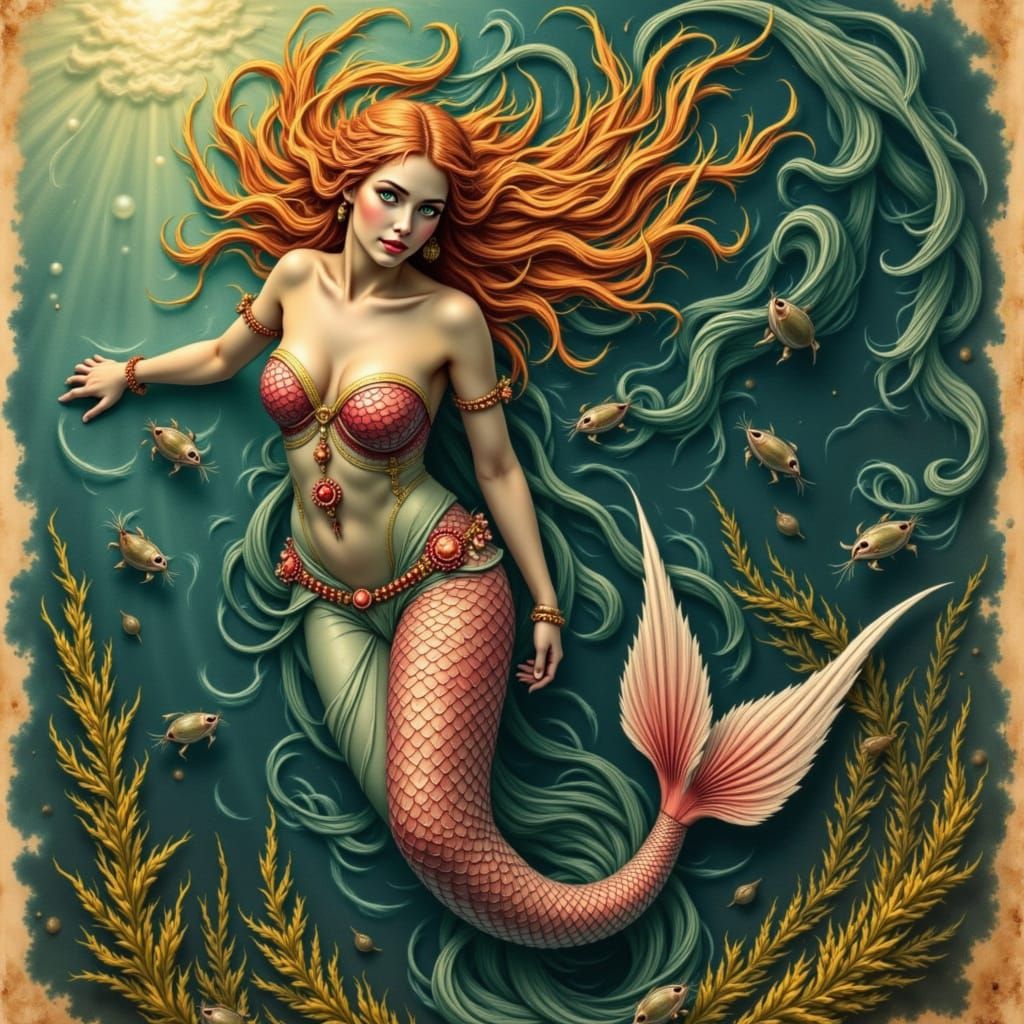 Regal Siren in Marine Armor, Renaissance Style