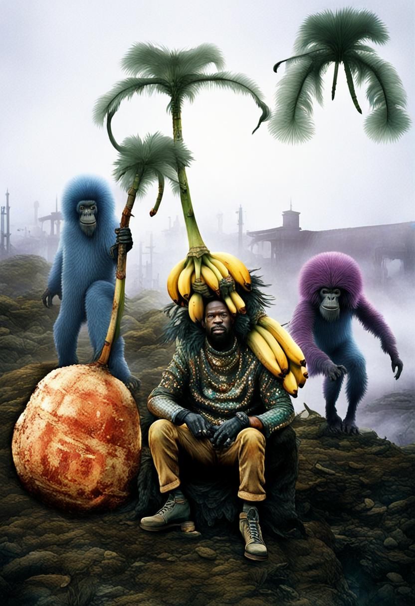 Surreal Snail Monkey Drag Queen in Horror Style