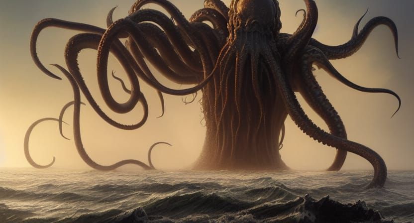 Cthulhu rising from the ocean