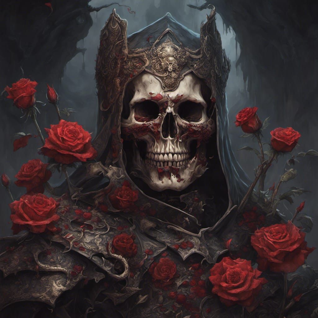 Skull Knight with Snake in Dark Fantasy Art