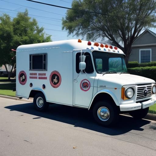 Nostalgic Neighborhood Ice Cream Truck Illustration