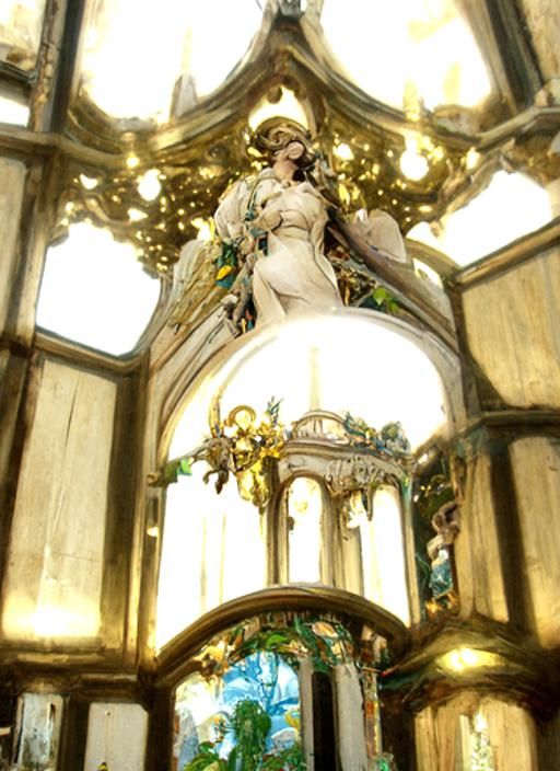 Rococo Chapel with Angel Statue in Art Nouveau Style