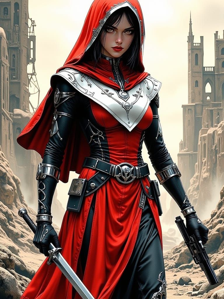 Cyborg Warrior Nun Battles Zombies in Wasteland