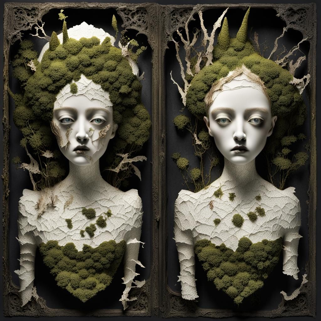 Gothic Macabre Moss Princess Twins Collage