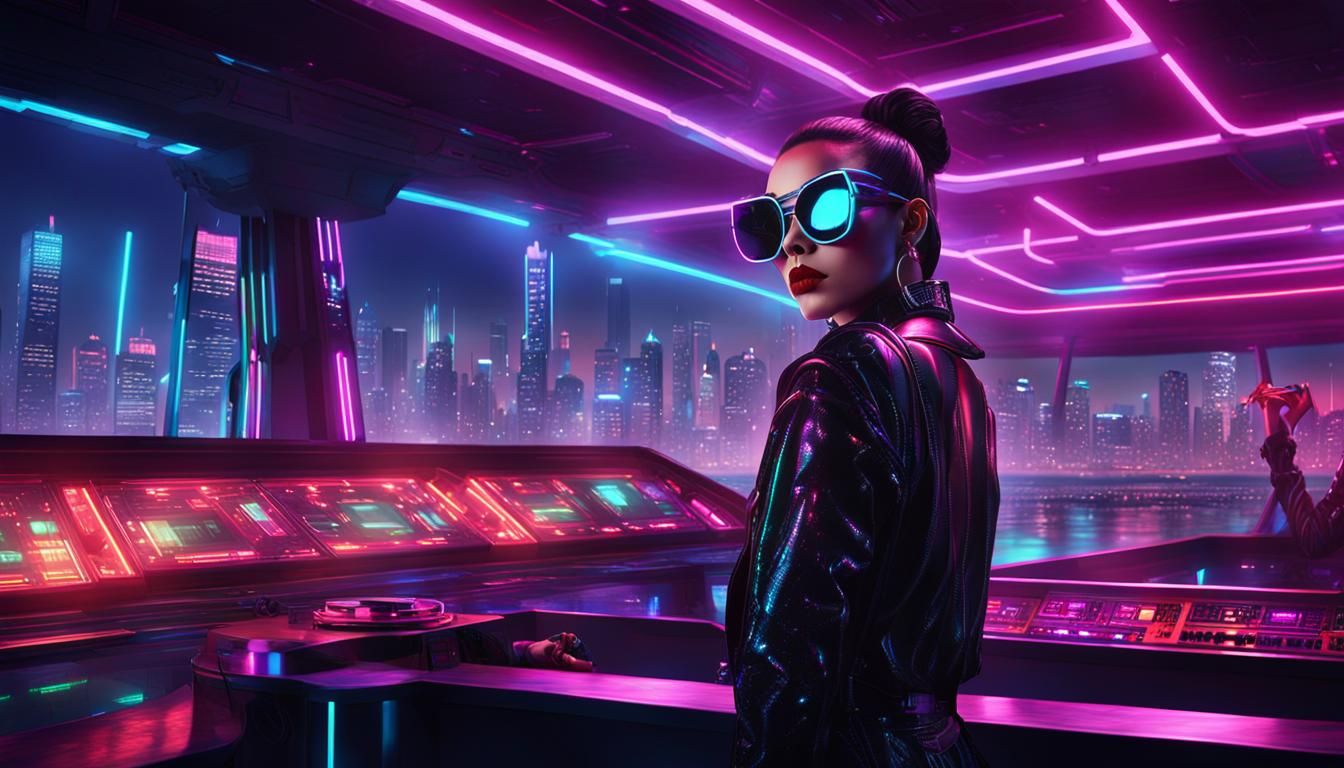 Cyberpunk Nightclub Scene with Goth DJ