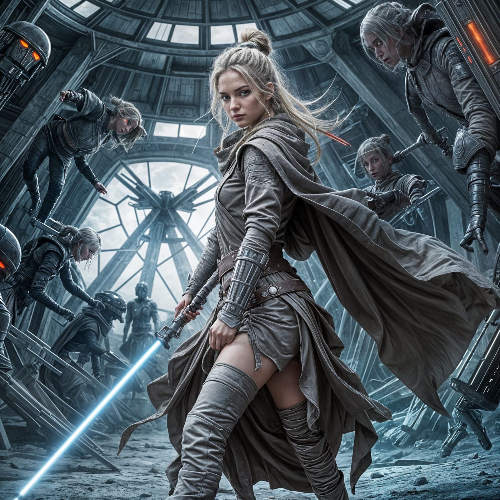 Jedi Knight Battles Shadow Creatures in Gritty Sci-Fi